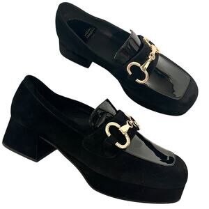 Jeffrey Campbell Student Platform Loafer Horsebit Chunky Heel Black Size 11